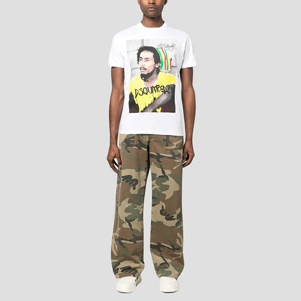 Áo Phông Nam Dsquared2 White With Bob Marley Printed S71GD1250 S23009 100 Tshrit Màu Trắng Size XS - Thời trang - Vua Hàng Hiệu
