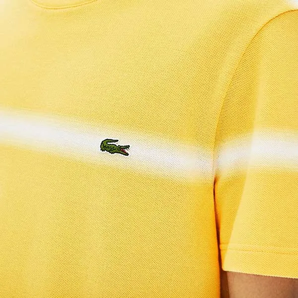 Áo Phông Nam Lacoste Crew Neck Striped Tshirt TH5065 RX7 Màu Vàng Size 3