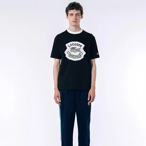 Áo Phông Nam Lacoste Men's Casual Vintage Print Ringer Tshirt TH9388-99-031 Màu Đen Size 3 - Thời trang - Vua Hàng Hiệu