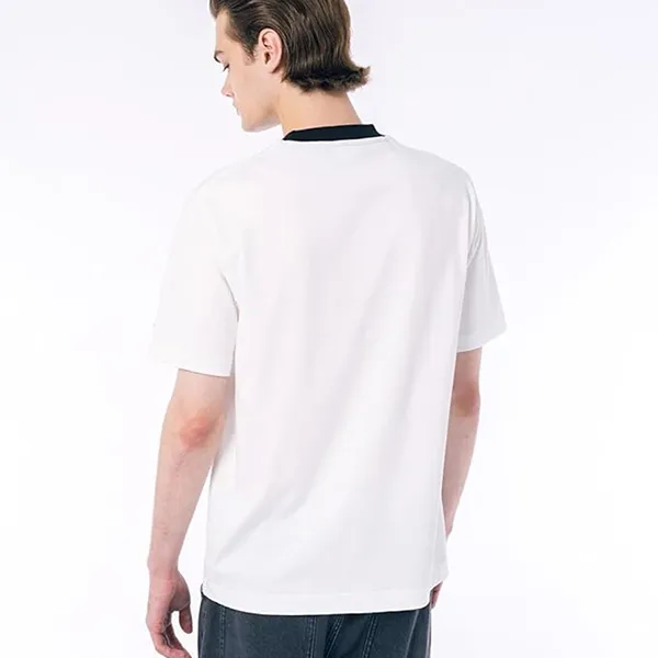 Áo Phông Nam Lacoste Men's Casual Vintage Print Ringer Tshirt TH9388-99-70V Màu Trắng Size 4