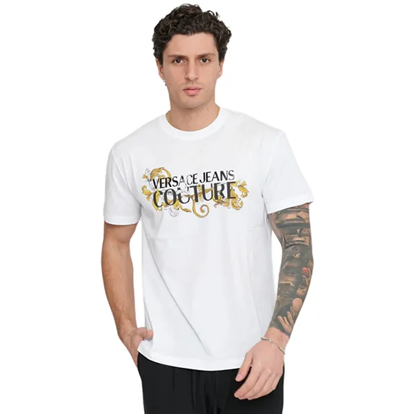 Áo Phông Nam Versace Jeans Couture T-Shirt With Logo 78GAHC05 CJ01C G03 Màu Trắng Size M - Thời trang - Vua Hàng Hiệu