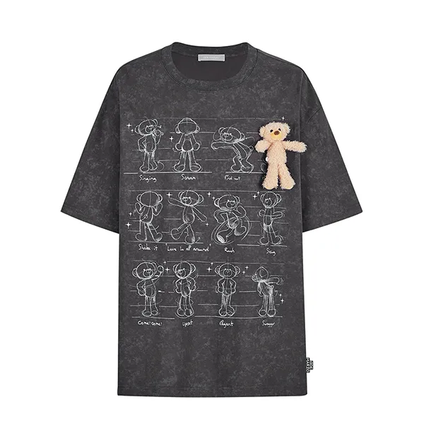 Áo Phông Nữ 13 De Marzo Bear Movement Sketch T-Shirt Màu Xám Đậm - Thời trang - Vua Hàng Hiệu
