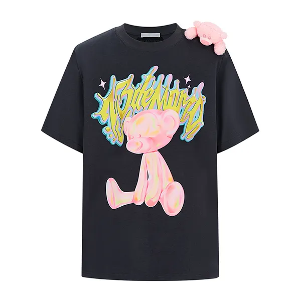 Áo Phông Nữ 13 De Marzo Illustrated Colorful Bear Tshirt Màu Đen Size S
