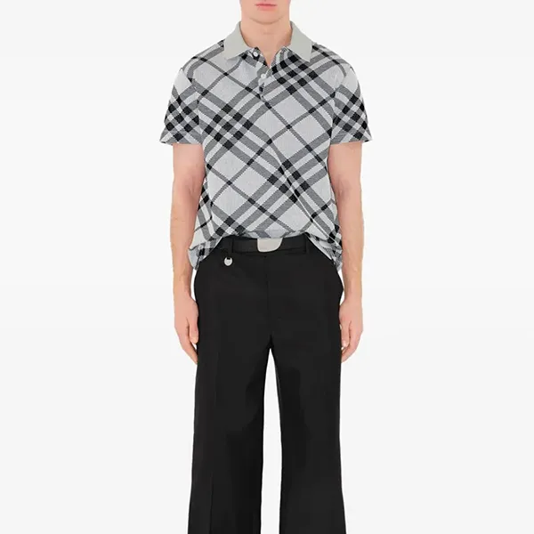 Áo Polo Nam Burberry Check Cotton Blend 8089111 B9648 Màu Ghi Xám Size XS - Thời trang - Vua Hàng Hiệu