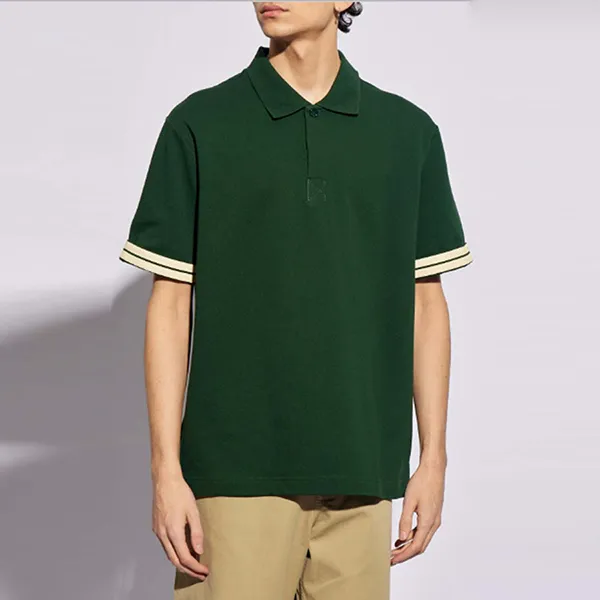 Áo Polo Nam Burberry Striped Cotton In Dark Green 80821261 Màu Xanh Lá Size S