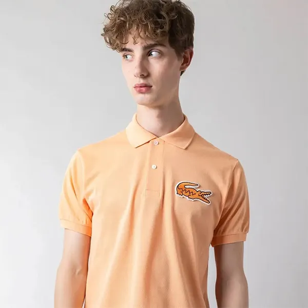 Áo Polo Nam Lacoste Classic Fit Polo Shirt PH037LJ HEB Màu Cam Sữa Size 3