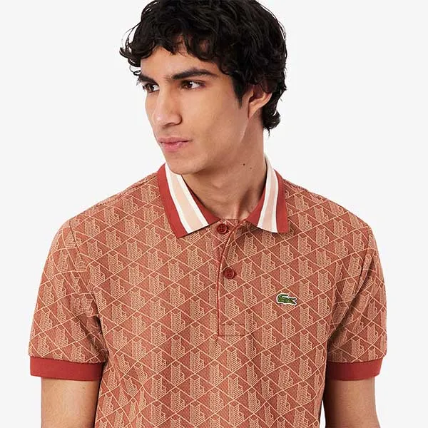 Áo Polo Nam Lacoste Classic With Contrast Collar And Monogram Jacquard DH1417 GTI Màu Nâu Size 3 - Thời trang - Vua Hàng Hiệu