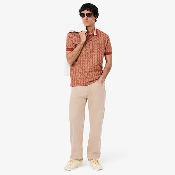 Áo Polo Nam Lacoste Classic With Contrast Collar And Monogram Jacquard DH1417 GTI Màu Nâu Size 3 - Thời trang - Vua Hàng Hiệu