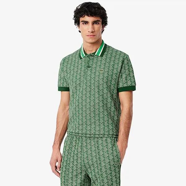Áo Polo Nam Lacoste Classic With Contrast Collar And Monogram Jacquard DH1417 HEI Màu Xanh Lá Size 4 - Thời trang - Vua Hàng Hiệu