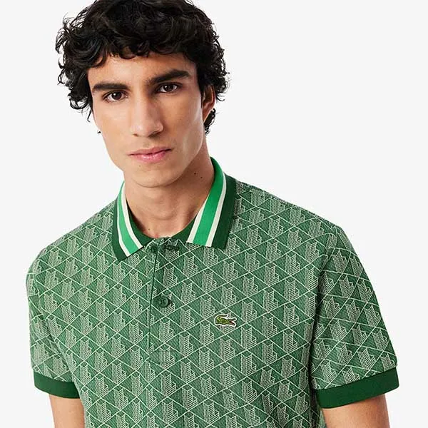 Áo Polo Nam Lacoste Classic With Contrast Collar And Monogram Jacquard DH1417 HEI Màu Xanh Lá Size 4 - Thời trang - Vua Hàng Hiệu