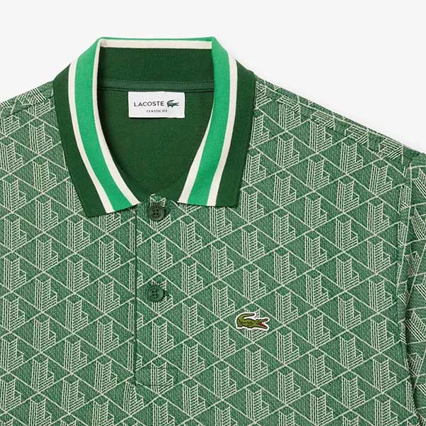 Áo Polo Nam Lacoste Classic With Contrast Collar And Monogram Jacquard DH1417 HEI Màu Xanh Lá Size 4 - Thời trang - Vua Hàng Hiệu