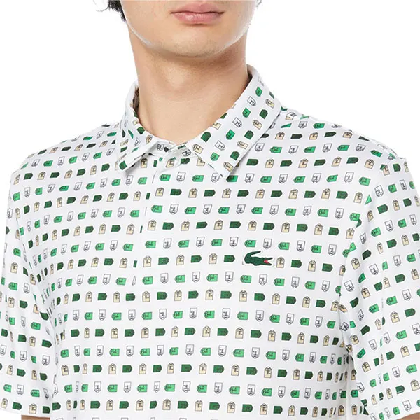 Áo Polo Nam Lacoste Men Printed Recycled Polyester Golf Polo White FW23 Màu Trắng Size 5