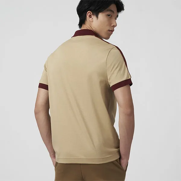 Áo Polo Nam Lacoste Men's Classic Fit Contrast Collar Polo PH9532 Màu Be Đỏ Size 3