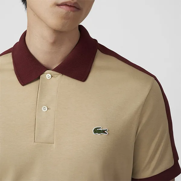 Áo Polo Nam Lacoste Men's Classic Fit Contrast Collar Polo PH9532 Màu Be Đỏ Size 3