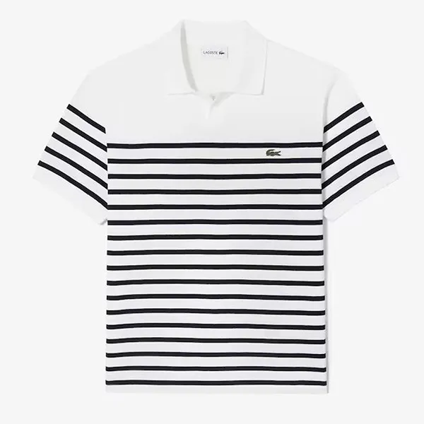 Áo Polo Nam Lacoste Men's Open Collar Marine Stripe PH3111 55GO 001 Màu Trắng/Đen Size 5 - Thời trang - Vua Hàng Hiệu