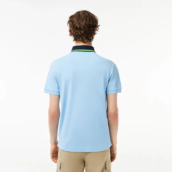 Áo Polo Nam Lacoste Men's Regular Fit Contrast Neck Smart Paris PH1125-HBP Màu Xanh Blue Size 2