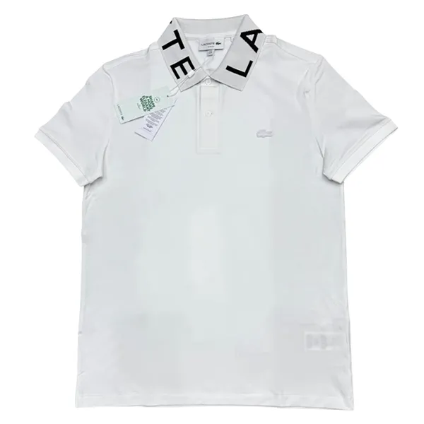 Áo Polo Nam Lacoste Men’s Slim Fit Lettered Neck Light Màu Trắng Size 3