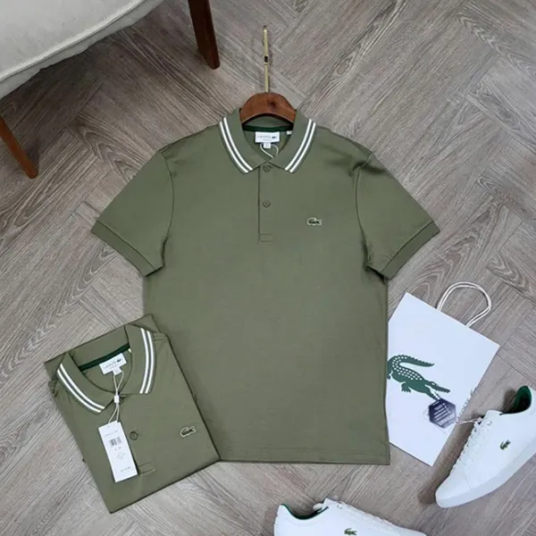 Áo Polo Nam Lacoste Regular Fit Pima Cotton DH5922 BMY Màu Xanh Khaki Size 4