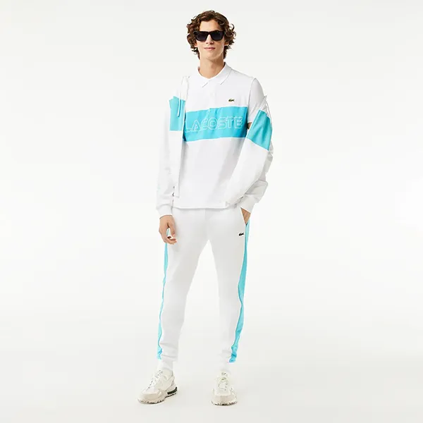 Áo Polo Nam Lacoste Regular Piqué Colour Block PH1470 - RI6 Màu Trắng Xanh Size 4