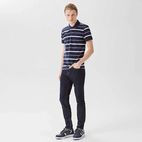 Áo Polo Nam Lacoste Slim Fit PH0310 10L Màu Xanh Phối Trắng Size 2