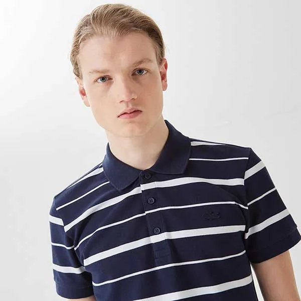 Áo Polo Nam Lacoste Slim Fit PH0310 10L Màu Xanh Phối Trắng Size 2