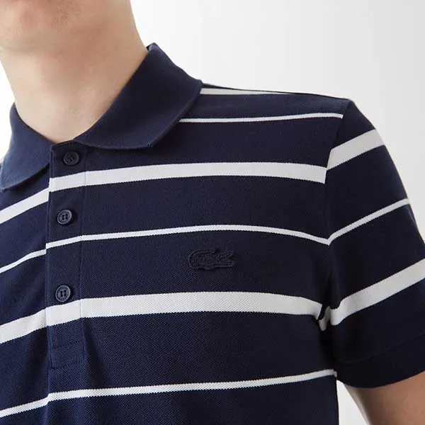 Áo Polo Nam Lacoste Slim Fit PH0310 10L Màu Xanh Phối Trắng Size 2