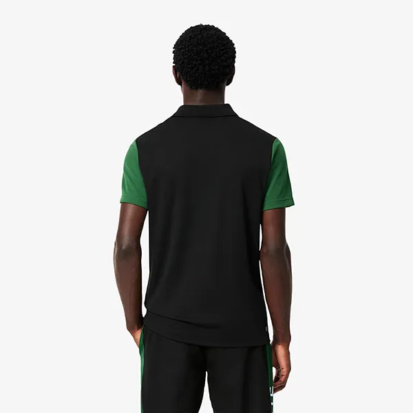 Áo Polo Nam Lacoste Ultra Dry Print Branding Tennis DH8940-00 GI8 Màu Đen/Xanh Size 2