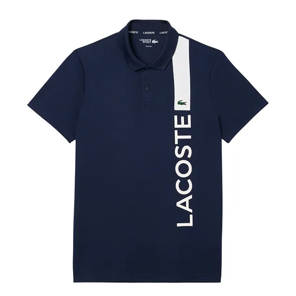 Áo Polo Nam Lacoste Ultra Dry Print Branding Tennis DH8940-00 R26 Màu Xanh Navy Size 3