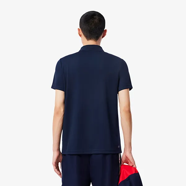 Áo Polo Nam Lacoste Ultra Dry Print Branding Tennis DH8940-00 R26 Màu Xanh Navy Size 3