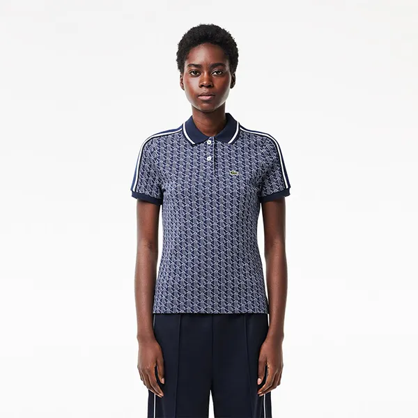 Áo Polo Nữ Lacoste Women's Slim Fit Monogram DF0849 10 QIE Màu Xanh Navy Size 34 - Thời trang - Vua Hàng Hiệu