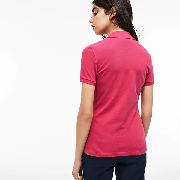 Áo Polo Nữ Lacoste Women's Slim Fit Stretch Mini Cotton Piqué Polo PF7845 Màu Hồng Đậm Size 34