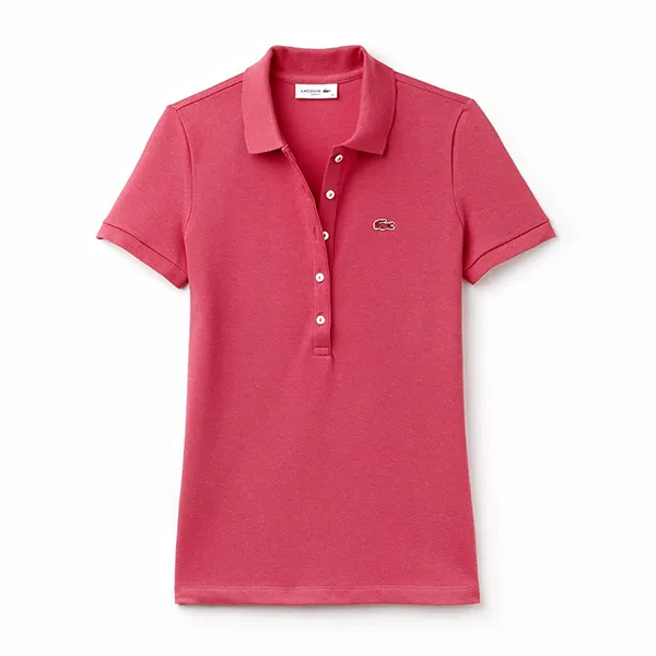 Áo Polo Nữ Lacoste Women's Slim Fit Stretch Mini Cotton Piqué Polo PF7845 Màu Hồng Đậm Size 34