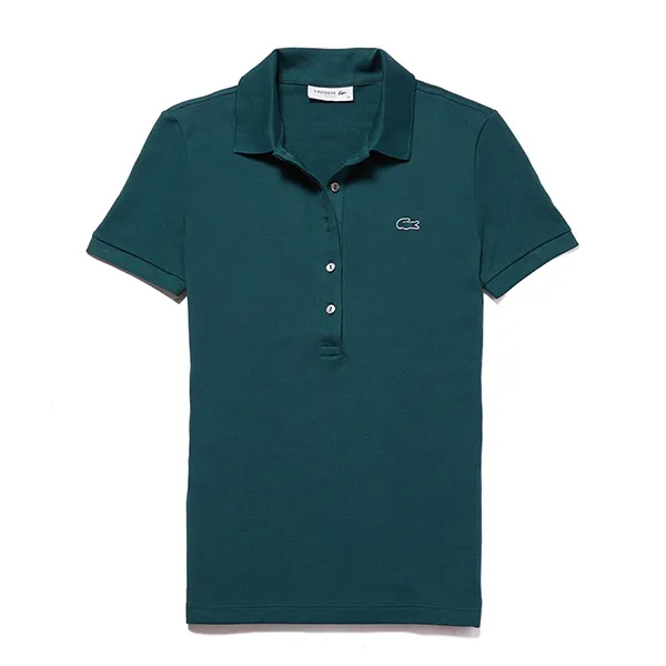 Áo Polo Nữ Lacoste Women's Slim Fit Stretch Mini Cotton Piqué Polo PF7845 Màu Xanh Size 36