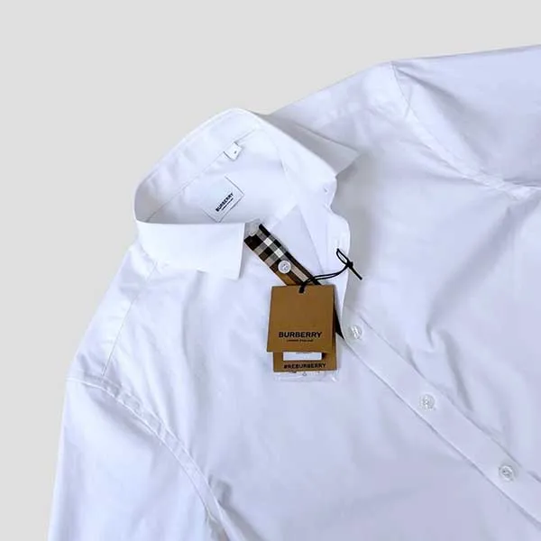 Áo Sơ Mi Cộc Tay Nam Burberry Stretch Cotton Shirt In White 8091437 Màu Trắng Size XS - Thời trang - Vua Hàng Hiệu
