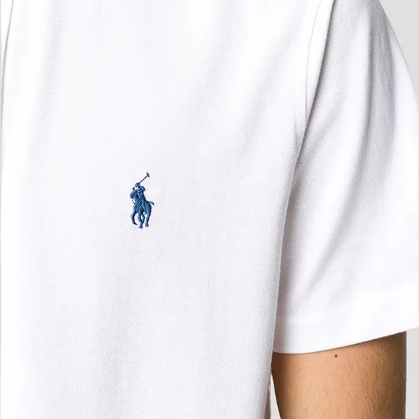 Áo Sơ Mi Cộc Tay Nam Ralph Lauren Featherweight Mesh White With Logo 710798291 002 Màu Trắng Size S