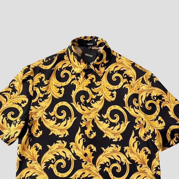 Áo Sơ Mi Cộc Tay Nam Versace Baroque Short Sleeve Shirt Black And Gold 1010103 1A13761 5B000 Màu Vàng Đen Size 44 - Thời trang - Vua Hàng Hiệu