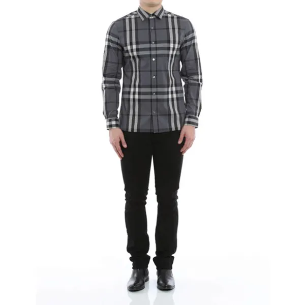 Áo Sơ Mi Nam Burberry 3983537 Checked Nelson Shirt Màu Xám Kẻ Size M - Thời trang - Vua Hàng Hiệu