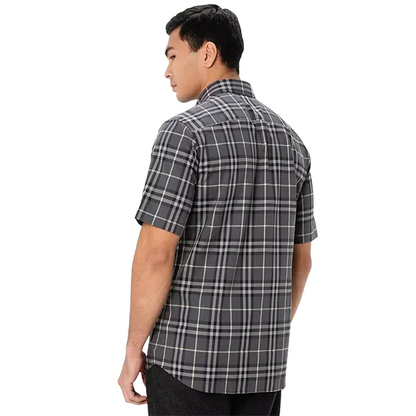 Áo Sơ Mi Nam Burberry Check Short-Sleeve Shirt Màu Xám Kẻ Size XS
