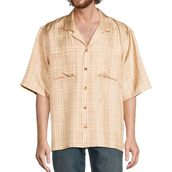 Áo Sơ Mi Nam Burberry Check Silk Camp Shirt Màu Be Size S - Thời trang - Vua Hàng Hiệu