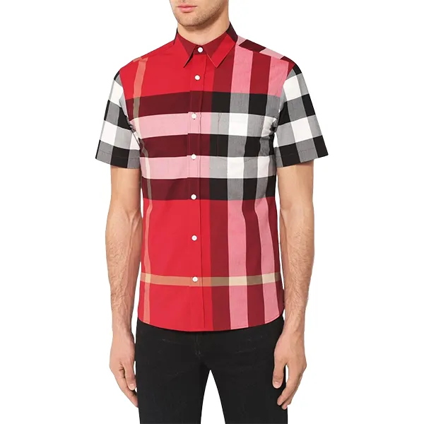 Áo Sơ Mi Nam Burberry Check Stretch Cotton Shirt 8007179 Kẻ Đỏ Size S - Thời trang - Vua Hàng Hiệu