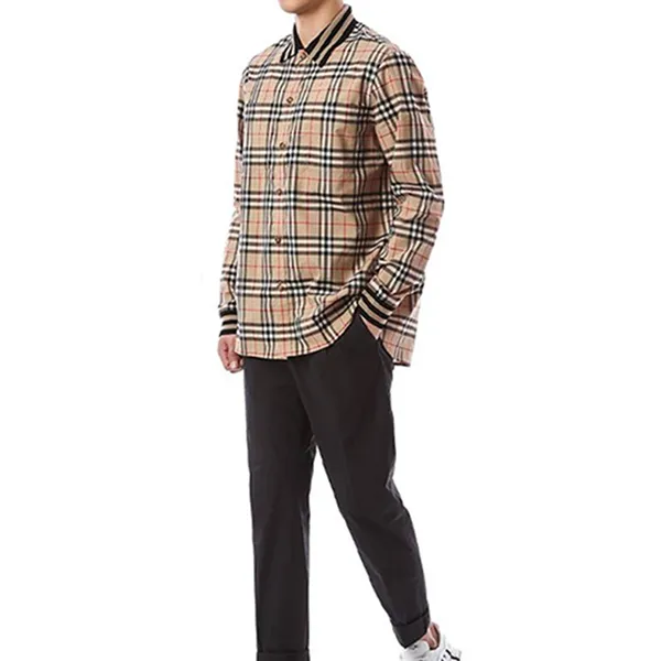 Áo Sơ Mi Nam Burberry Classic London Check Shirt 8050131 Màu Be Kẻ Size XS