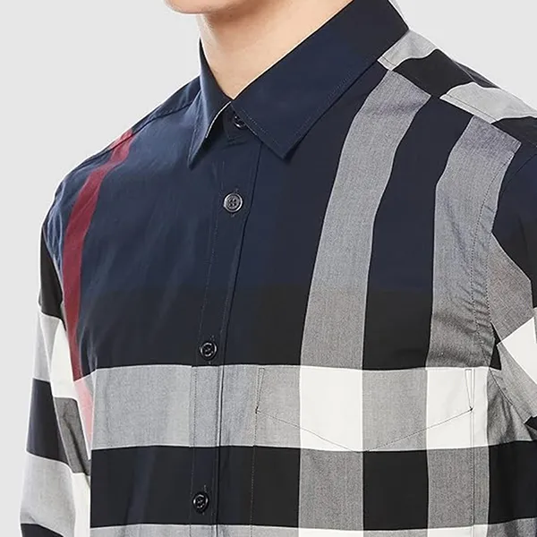 Áo Sơ Mi Nam Burberry Men's Navy IP Check Shirt 8018111 1003 Màu Xanh Kẻ Size XS