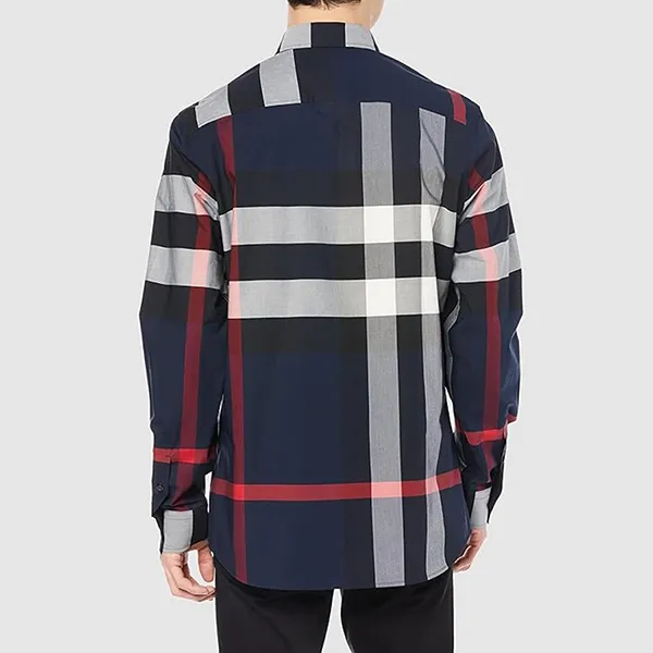 Áo Sơ Mi Nam Burberry Men's Navy IP Check Shirt 8018111 1003 Màu Xanh Kẻ Size XS