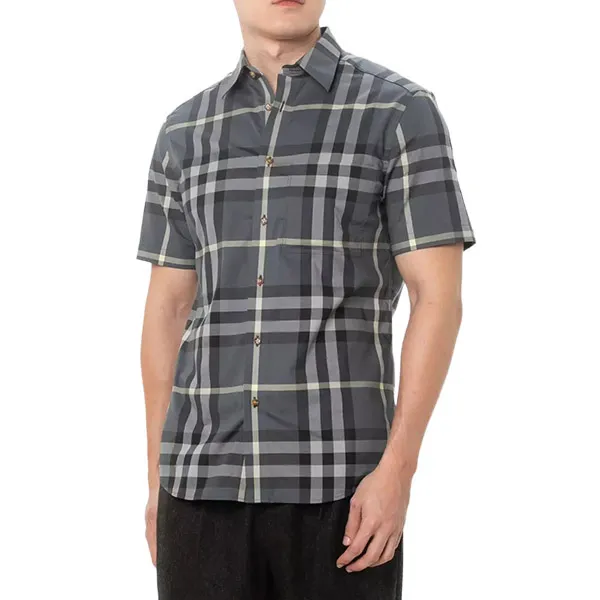 Áo Sơ Mi Nam Burberry With Vintage Check Printed GrShirt 8084293 Màu Xám Kẻ XS - Thời trang - Vua Hàng Hiệu