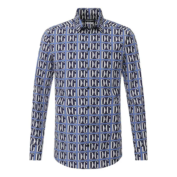 Áo Sơ Mi Nam Dolce & Gabbana D&G Cotton Shirt G5EJ0T HS5DD Màu Xanh Blue Size 37