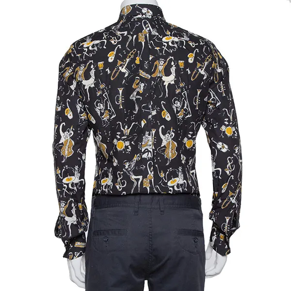 Áo Sơ Mi Nam Dolce & Gabbana D&G Gold Black Jazz Club Print Cotton Shirt G5DY4T FS52W Phối Màu Size 38