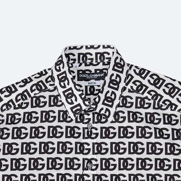 Áo Sơ Mi Nam Dolce & Gabbana D&G Logo Printed G5MO0T FSEH7 HAXAN Màu Đen Trắng Size 38