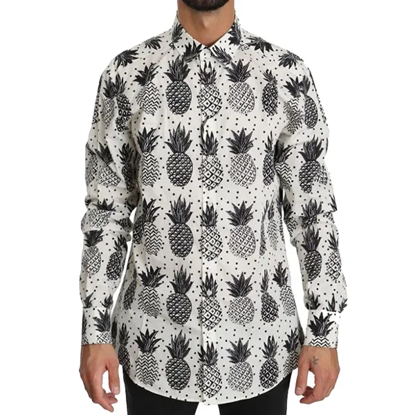 Áo Sơ Mi Nam Dolce & Gabbana D&G Multi Print Men's Shirt G5DY4T FS530 Màu Trắng Họa Tiết Size 37