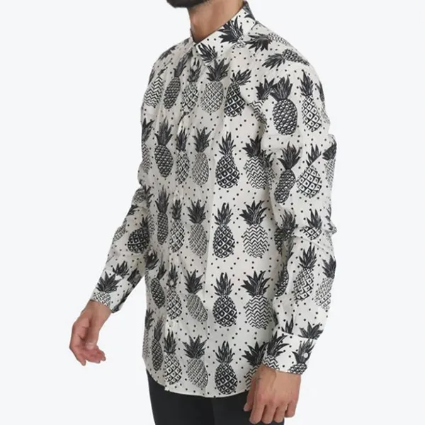 Áo Sơ Mi Nam Dolce & Gabbana D&G Multi Print Men's Shirt G5DY4T FS530 Màu Trắng Họa Tiết Size 37
