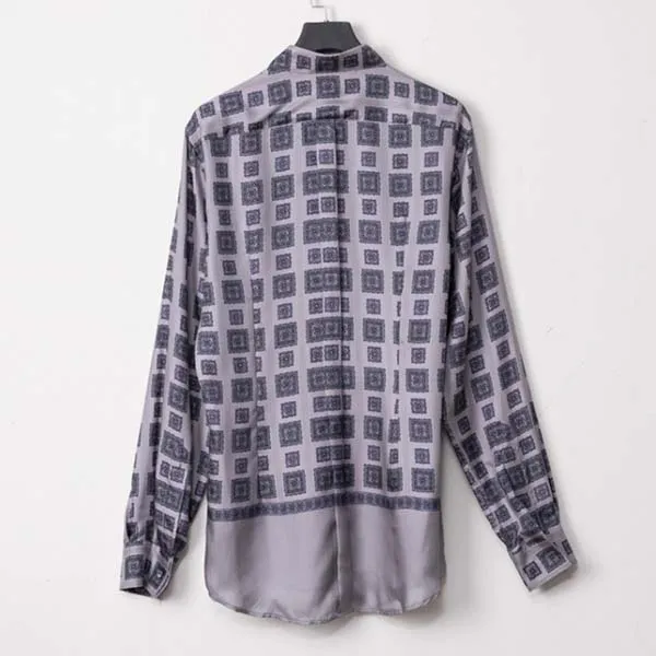 Áo Sơ Mi Nam Dolce & Gabbana D&G Printed Long Sleeve Silk G5AR5T FP1HR X0804 Màu Xám Size 38